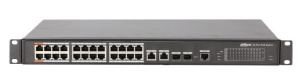Коммутатор Dahua DH-PFS4226-24ET-240 24-портовый управляемый с РоЕ, уровень L2, 24xRJ45 100Mb PoE, 2хКомбо SFP/RJ45 1Gb uplink, суммарно 240Вт, коммут