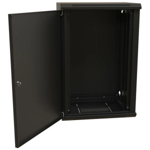 Шкаф Hyperline WRline WR-TW-2245-SR-RAL9004 настенный 19-дюймовый (19"), 22U, 1086x600х450мм, цельнометаллическая дверь с замком, цвет черный (RAL9004