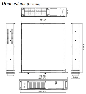 Промышленный компьютерный корпус RACK-220GBPX/300W, монтаж в 19"стойку, 2U, 6-слот. Full-size, PICMG 1.0, 1 x 5.25, 1 х 3.5.1 х 3,5 HDD, 2 x USB, цвет