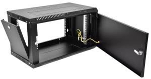 Шкаф коммутационный ЦМО ШРН-ЭКОНОМ (ШРН-Э-6.350.1-9005) настенный 6U 600x350мм пер.дв.стал.лист 85кг черный 300мм 11кг 180град. 345мм