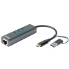 D-Link DUB-2332/A1A Сетевой адаптер Gigabit Ethernet / USB Type-C с 3 портами USB 3.0 и переходником USB Type-C / USB Type-A