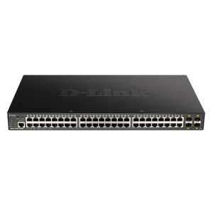 Коммутатор D-Link DGS-1250-52XMP/A1A L2 Smart Switch with 48 10/100/1000Base-T ports and 4 10GBase-X SFP+ ports (48 PoE ports 802.3af/802.3at (30 W),