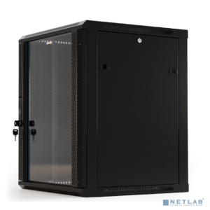 Hyperline TWB-2245-GP-RAL9004 Шкаф настенный 19-дюймовый (19"), 22U, 1086x6 00х 450мм, стеклянная дверь с перфорацией по бокам, ручка с замком, цвет ч