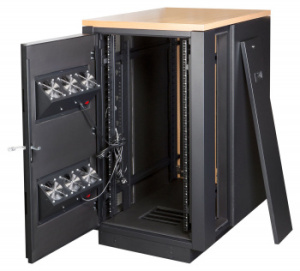 Шкаф коммутационный Lanmaster Soundproof (LAN-DC-CBSP-18U-WD) 18U 750x1130мм пер.дв. с шумоизол. без задн.дв. 2 бок.пан. 1000кг с вентилятором