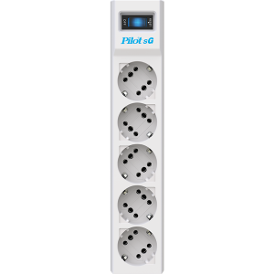 Сетевой фильтр PILOT sG, 1,8м, 5 розеток GP, 10А/2,2кВт, св. серый , Россия