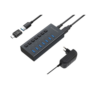 Корпус HARPER HUB-07MB Black USB-концентратор, Интерфейс: 7 х USB 3.2, 1, Переходник: USB 3.0 / Type-C, Скорость передачи данных: до 5 Гб/с, Материал корпуса