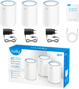 Бесшовный Mesh роутер Cudy M1200(3-Pack) AC1200 10/100BASE-TX белый (упак.:3шт) Бесшовный Mesh роутер Cudy M1200(3-Pack) AC1200 10/100BASE-TX белый (упак.:3шт)