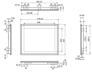 Устройство видеоотображения (мониторный модуль) FLEX-PLKIT-F15/PC, 15", 1024 x 768, 450 кд/м², проекционно-ёмкостный сенсорный экран. Используется иск