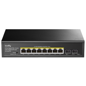 Коммутатор CUDY 8-Port Gigabit PoE+ Switch with 2 Gigabit SFP slot 120W 8-10/100/1000 BASE-T Gigabit ports, 2-1000 BASE-X SFP Slot, 8-port IEEE 802.3a