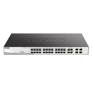 Коммутатор D-Link DGS-1210-28P/F5A Настраиваемый L2 коммутатор с 24 портами 10/100/1000Base-T и 4 комбо-портами 100/1000Base-T/SFP (24 порта PoE 802.3