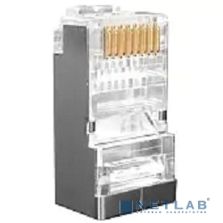 Hyperline Разъем RJ-45(8P8C) под витую пару, категория 6 (50 µ"/ 50 микродюймов), экранированный, универсальный (для одножильного и многожильного кабе