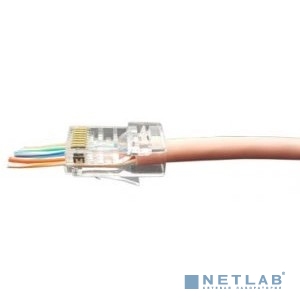 Hyperline PLEZ-8P8C-U-C6 Разъем легкой оконцовки RJ-45 (8P8C) под витую пару, категория 6 (50 µ"/ 50 микродюймов), универсальный (для одножильного и м
