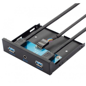KS-is KS-794 Планка 3.5" ATX на переднюю панель USB3x2, AUX combo, черная