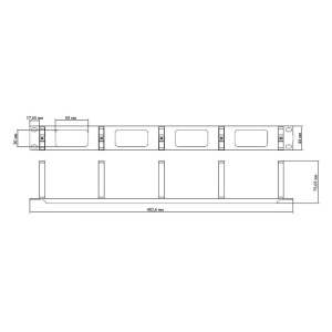 Органайзер Hyperline Hyperline CM-1U-PL Кабельный организатор 1U с пластиковыми кольцами 70x44 мм, 19»