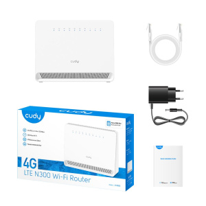 Модем CUDY N300 Wi-Fi 4G LTE-Cat4 Router, build-in 4G LTE modem, 4 10/100M RJ45 Ports, Nano SIM Slot, 300Mbps at 2.4GHz, Internal antennas, PPTP/L2TP