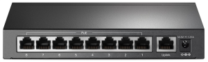 коммутатор TP-Link TL-SF1009P, 9-Port 10/100 Mbps Desktop Switch with 8-Port PoE+, 65 W, 250m