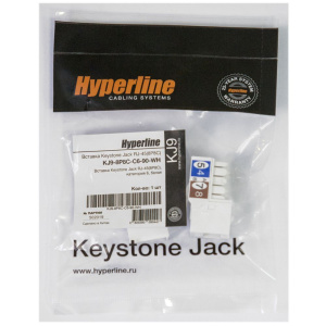 Вставка Hyperline KJ9-8P8C-C6-90-WH Keystone Jack RJ-45 (8P8C), категория 6, белая