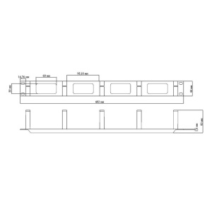 Органайзер Hyperline Hyperline CM-1U-ML Кабельный организатор 1U с металлическими кольцами, 19»