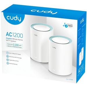 Маршрутизатор CUDY AC1200 Wi-Fi Gigabit Mesh Solution 2-Pack, Chipset MT7621+MT7613B+MT7603, Dual-Band, 867Mbps at 5GHz + 300Mbps at 2.4GHz, 802.11ac/