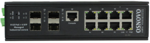 Коммутатор Osnovo Коммутатор/ Промышленный гигабитный L2+ HiPoE на 12 портов с функцией мониторинга температуры/ влажности/ напряжения, 1 *10/100