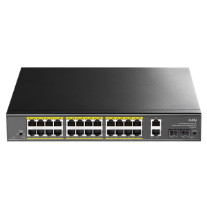 Коммутатор CUDY 24-Port Gigabit PoE+ Switch with 2 Uplink Gigabit Ports and 2 Gigabit SFP Slots 300W 24-10/100/1000 BASE-T Gigabit ports, 2-Port 10/10