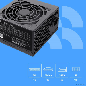 Блок питания CBR ATX 400W, 12см fan, 20+4pin/1*4pin/1*IDE/2*SATA, кабель питания 1.2м, черный [PSU-ATX400-12EC] OEM