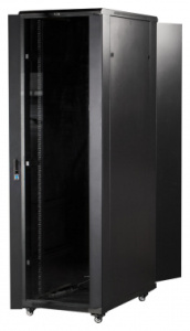 Шкаф коммутационный Lanmaster (TWT-CBB-18U-6X10-G1) напольный 18U 600x1000мм пер.дв.стекл металл 2 бок.пан. 800кг черный