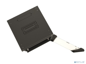 Hyperline TWB-0966-GP-RAL9004 Шкаф настенный 19-дюймовый (19"), 9U, 500x 600х 600мм, стеклянная дверь с перфорацией по бокам, ручка с замком, цвет чер