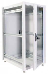 Шкаф серверный ЦМО (ШТК-Э-24.6.10-13АА) напольный 24U 600x1000мм пер.дв.стекл металл 2 бок.пан. направл.под закл.гайки 540кг серый 915мм 66кг 180град.