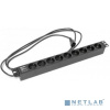Hyperline SHE19-9SH-2.5IEC Блок розеток для 19" шкафов, горизонтальный, 9 розеток Schuko (10A), 250В, кабель питания 3х1.0мм2, длина 2.5 м, с вилкой I