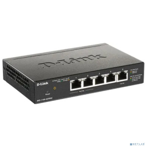 D-Link DGS-1100-05PDV2/A1A Настраиваемый L2 коммутатор с 5 портами 10/100/1000Base-T (2 порта PoE, 1 порт для питания коммутатора по PoE). (Питание ос