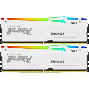 Память оперативная/ Kingston 32GB 5200MT/s DDR5 CL40 DIMM (Kit of 2) FURY Beast White RGB XMP
