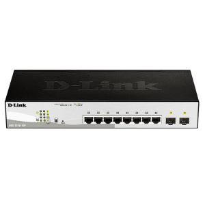Коммутатор D-Link DGS-1210-10P/F3A Настраиваемый L2 коммутатор с 8 портами 10/100/1000Base-T и 2 портами 1000Base-X SFP (8 портов PoE 802.3af/at, PoE-