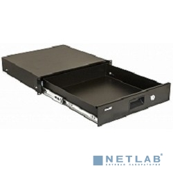 Hyperline TDR3-2U-460-RAL9004 Полка (ящик) для документов с замком, 2U, 88х483х460мм (ВхШхГ), цвет черный (RAL 9004)