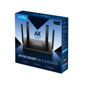 Маршрутизатор CUDY WR1500 AX1500 Gigabit Wi-Fi 6 Router Dual Band, Chipset Realtek, 802.11ax/ac/a/b/g/n, 1201Mbps at 5GHz + 300Mbps at 2.4GHz, 4 x 10/