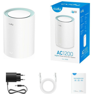 Маршрутизатор CUDY AC1200 Wi-Fi Gigabit Mesh Solution 1-Pack, Chipset MT7621+MT7613B+MT7603, Dual-Band, 867Mbps at 5GHz + 300Mbps at 2.4GHz, 802.11ac/
