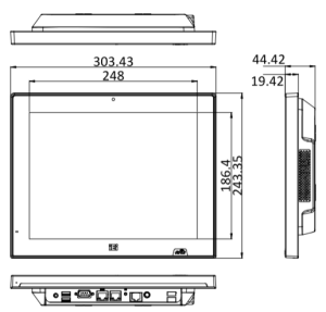 Панельный безвентиляторный компьютер AFL3-12A-BT-J1/PC/2G, дисплей 12.1", яркость дисплея - 350 кд/м2, 1024 x 768, XGA, процессор Intel Celeron J1900