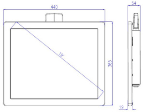Промышленный панельный компьютер Nodka WP1901T-R1-J1900-8G-SSD256G-Akit. Материал корпуса- нержавеющая сталь, пылевлагозащита IP69K, безвентиляторное