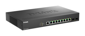 Коммутатор D-Link Управляемый L2 PoE-коммутатор, 8x2.5GBase-T PoE, 2x10GBase-X SFP+, PoE-бюджет 240 Вт, защита от статического электричества до 6 кВ,