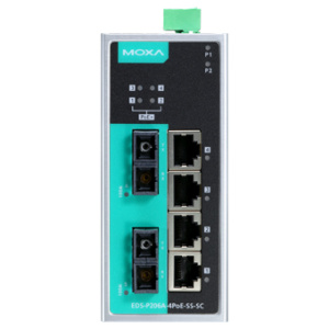 Коммутатор 4 x 10/100BaseTX, 2 x 100BaseFX (одномодовое оптоволокно) с функцией Power Over Ethernet (PoE), с расширенным диапазоном температур