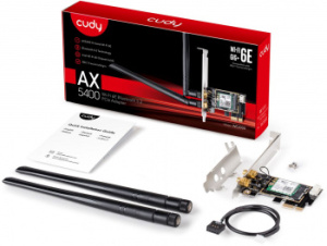 Сетевой адаптер Wi-Fi + Bluetooth Cudy WE3000 AX3000 PCI Express (ант.внеш.съем) 2ант. Сетевой адаптер Wi-Fi + Bluetooth Cudy WE3000 AX3000 PCI Express (ант.внеш.съем) 2ант.