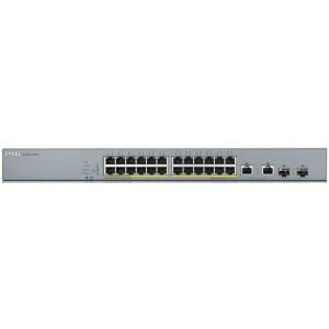 Коммутатор ZYXEL GS1350-26HP-EU0101F L2 PoE+ для IP-видеокамер 24xGE PoE+, 2xCombo (SFP/RJ-45), бюджет PoE 375 Вт, дальность передачи питания до 250 м