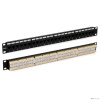 Hyperline PP3-19-48-8P8C-C6-110D Патч-панель 19", 2U, 48 портов RJ-45, категория 6, Dual IDC, ROHS, цвет черный (задний кабельный организатор в компле