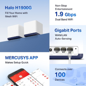 Mercusys Halo H1900G(2-pack) AC1900 Домашняя Mesh Wi-Fi система ISP PROJ
