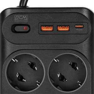 Сетевой фильтр Powercom сетевой фильтр, 1,8 метра, 10 розеток, USB-Ax2, USB Type-C, 16А/4кВт, cечение провода: 1,5мм2, цвет черный, 1 год гарантии (20