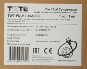 Блок распределения питания Lanmaster TWT-PDU19-10A9C3 гор.размещ. 9xC13 базовые 10A без вилки