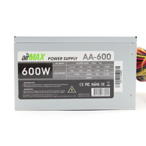 Блок питания AirMax AA-600W 600W ATX (24+4+6пин, 120mm (SCP)\(OVP)\(OCP)\(UVP)\ATX 12V v.2.3)