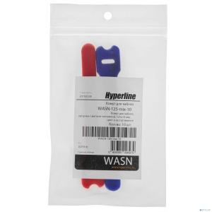 Крепеж Hyperline WASN-125-mix-10 Хомут для кабеля, липучка с мягкой застежкой, 125x14мм, цвет в ассортименте (10шт.)
