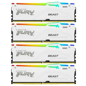 Память оперативная/ Kingston 64GB 5200MT/s DDR5 CL40 DIMM (Kit of 4) FURY Beast White RGB XMP
