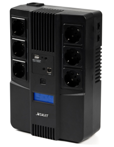 Источник бесперебойного питания (8935) Бастион SKAT-UPS AI 800ВА/480Вт/line-interactive/АКБ 9Ачx1/ 3xSchuko 3xSchuko/Дисплей/3 л.г.